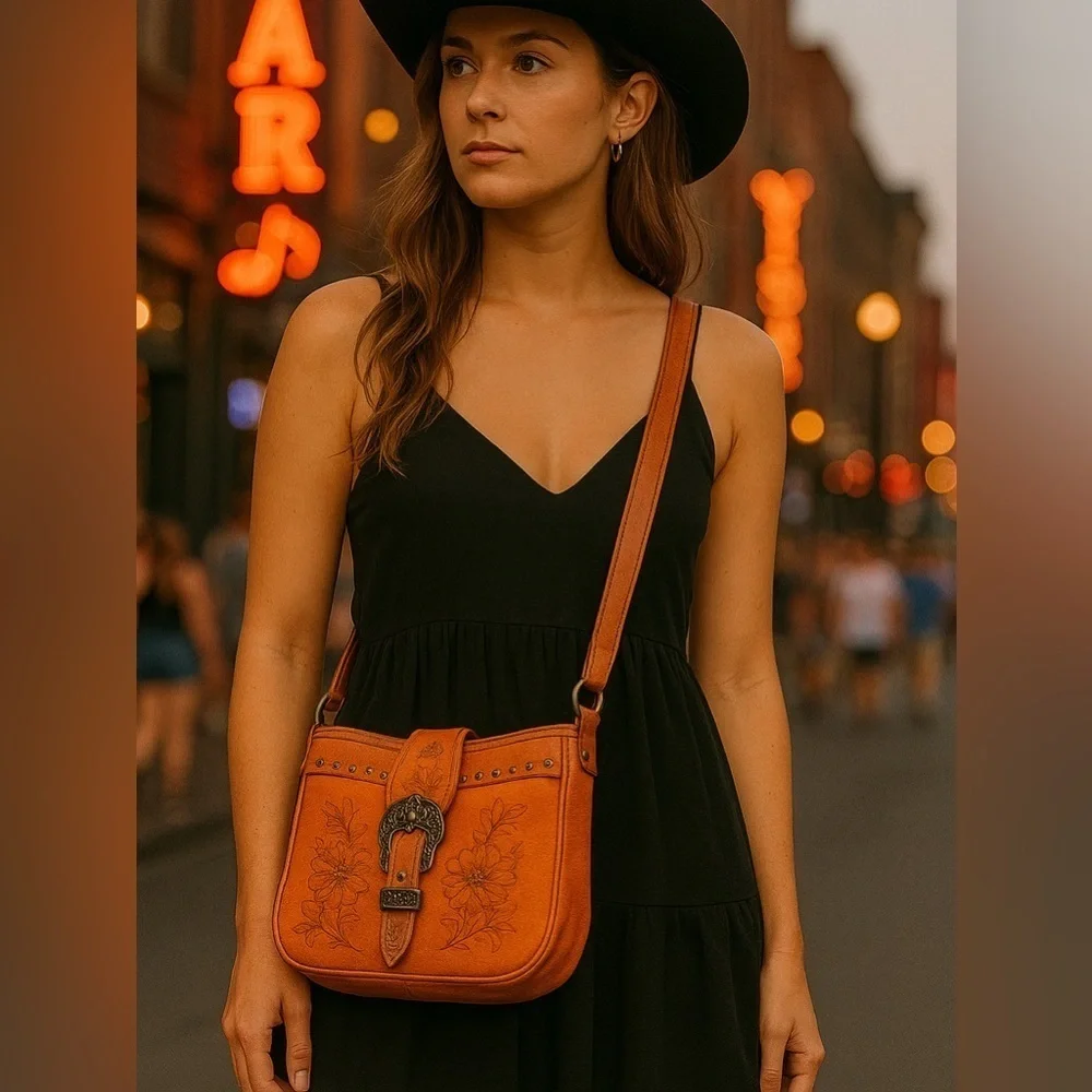 Montana West Orange Saddle Bag Western Studded Swiftie Orange Era Concert - Picture 13 of 13